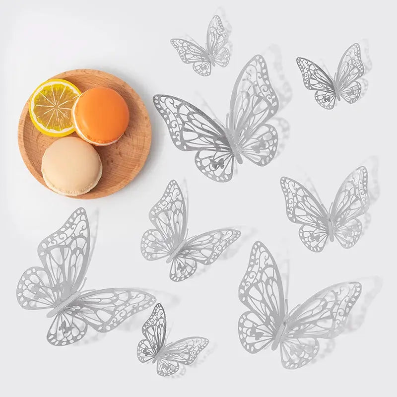 12 Piece Set 3D Hollow Butterfly Wall Stickers For Wedding Decor Children Room Living Room Kids Bedroom DIY