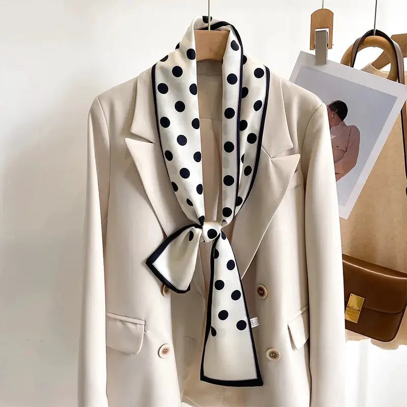LuxeSilk Silk Feel Printed Design Scarf Versatile Long Narrow Silk Shawl For Fashionable Styles