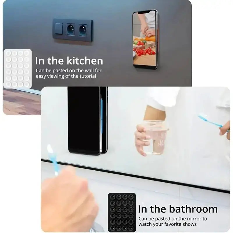 GripMate Silicone Suction Phone Holder Mat Wall Stand With Anti Slip Square Design For Apple Phones