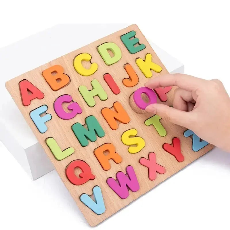 Colorful Alphabet and Number Wooden Puzzles for Kids Intelligent Matching Game Preschool Educational Toy