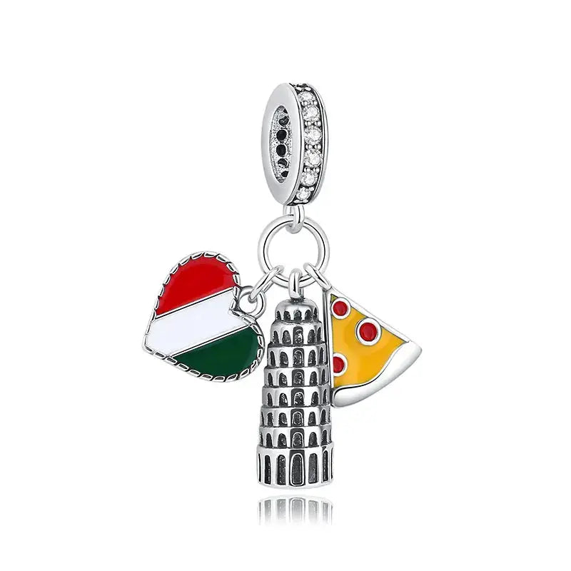 925 Sterling Silver Travel Theme Charms Beads London Bus Paris Suitcase Sam Panda Bracelets Necklaces Women DIY Jewelry