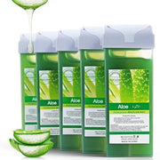 Simples Market Aloe wax refill cartridges for depilatory roll-on wax warmers, 4-pack of green bottles