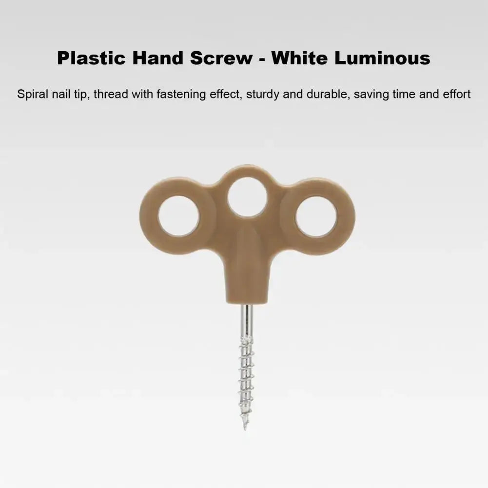 2pcs stainless steel ground anchors for camping with beige plastic triple-ring handle by Simples Market