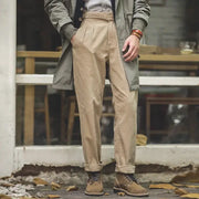 Maden Vintage Khaki Gurkha Pants; adjustable high-waist casual cargo work trousers