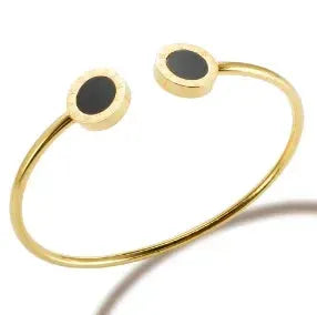 Geometric Stainless Steel Cuff Bracelet For Women With Adjustable Fit And Gold Color Plating