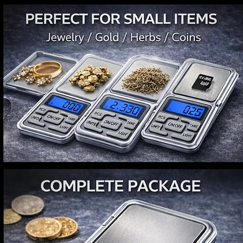 PrecisionPro Mini Pocket Scale High Precision 0.01g Readings With Backlit LCD For Jewelry And Small Items 500g Capacity