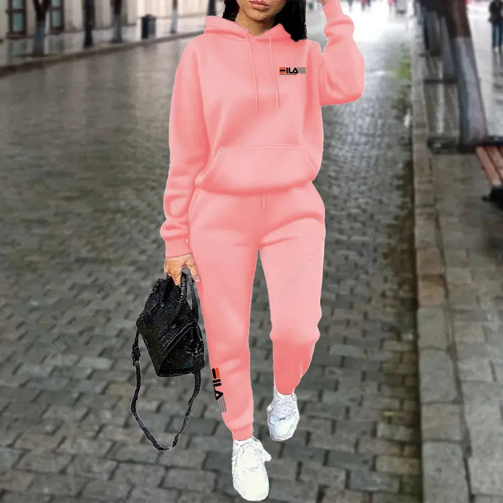 NovaFlex Womens Winter Fleece Tracksuit Two Piece Hoodie And Trousers Set Warmth And Stretchy Comfort For Streetwear