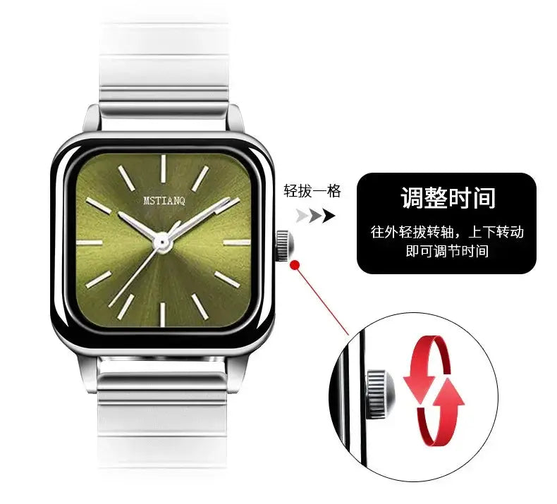 Top Brand Women Quartz Wristwatch With Steel Alloy Band Square Case An Elegant Gift For Any Occasion