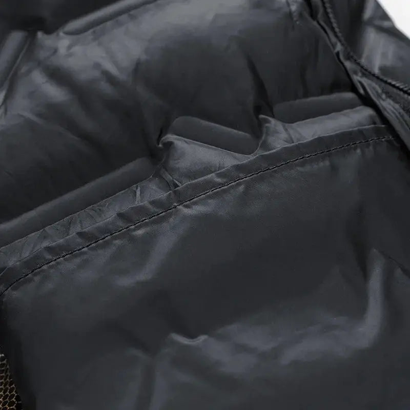 Men's black Simples Market hooded down jacket - waterproof windproof puffer with detachable hood