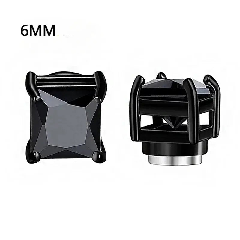 Crystal Magnetic Ear Stud Clip Earrings For Men And Women Unisex Non Piercing Punk Round Zircon Stainless Steel