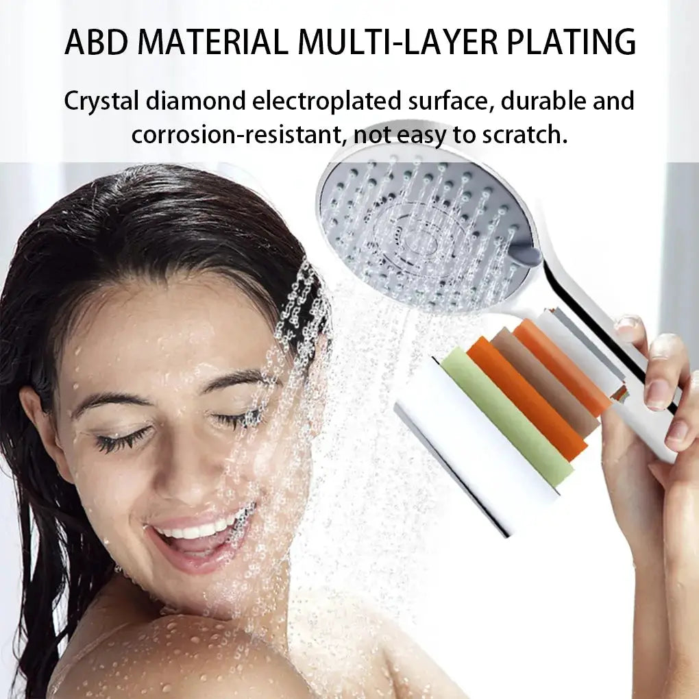 Bathroom handheld shower head with 5 adjustable spray modes and color cartridge accents