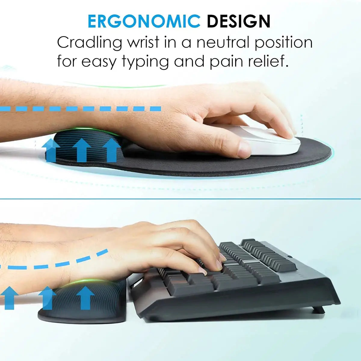 2 Piece Keyboard And Mouse Pad Wrist Rest Set With Silky Gel Memory Foam For Comfortable Ergonomic Keyboard And Mouse