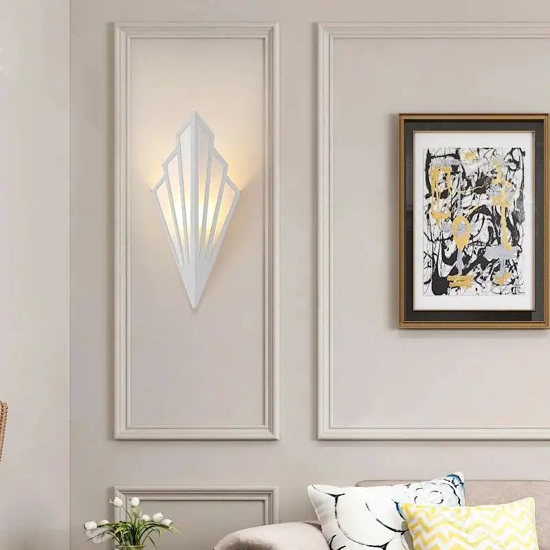 Nordic LED iron wall lamp by Simples Market with geometric white design for living room decor