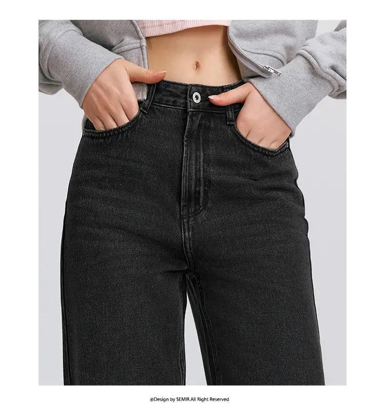 Semir Jeans Women Vintage Wide Leg Trousers Spring 2025 Soft Denim