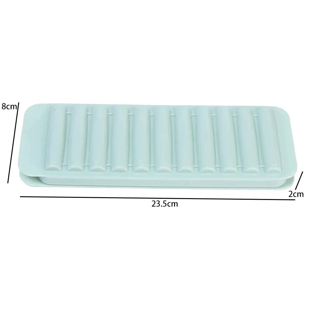 Blue silicone cylindrical ice cube mold for long ice sticks, 23.5 cm long