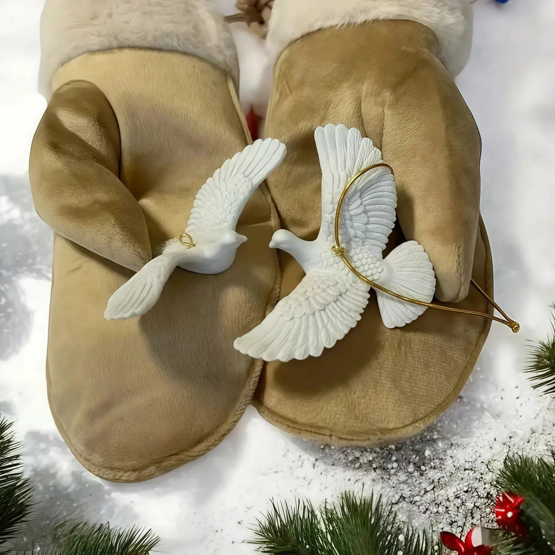 Style Friendship Doves Resin Christmas Ornament Set Two Doves Home Decor Tree Ornament Gift For Someone Special