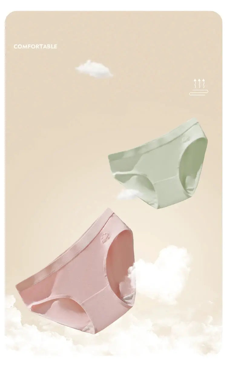 Simples Market 2-pc cotton women’s panties set, breathable solid low-rise briefs in pink and mint