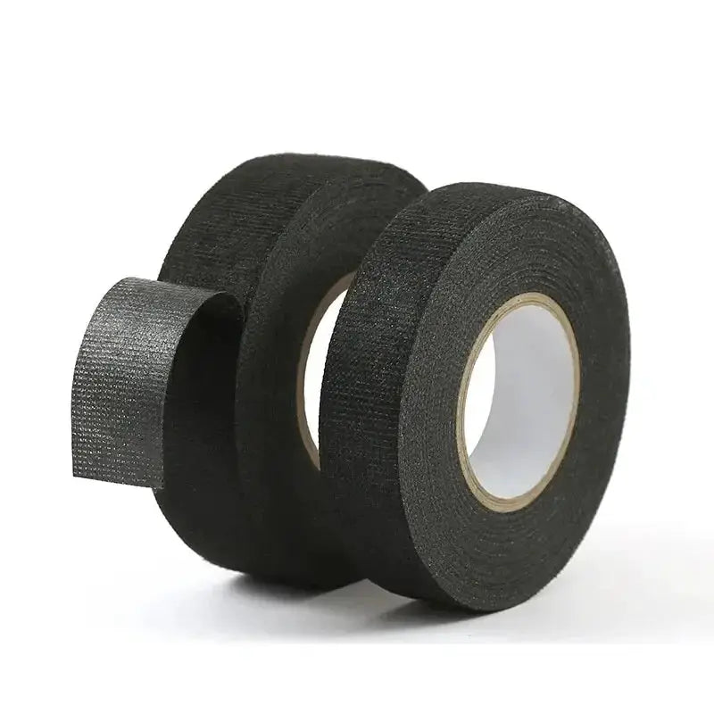 3 rolls of black flame-retardant cloth tape, 15m, for car wiring harness protection