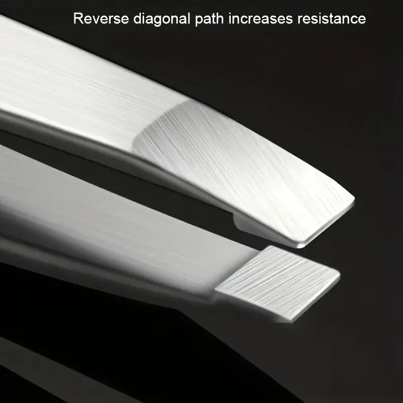 4 Piece Professional Tweezers Set For Eyebrow Hair Removal And Splinter Extraction Stainless Steel