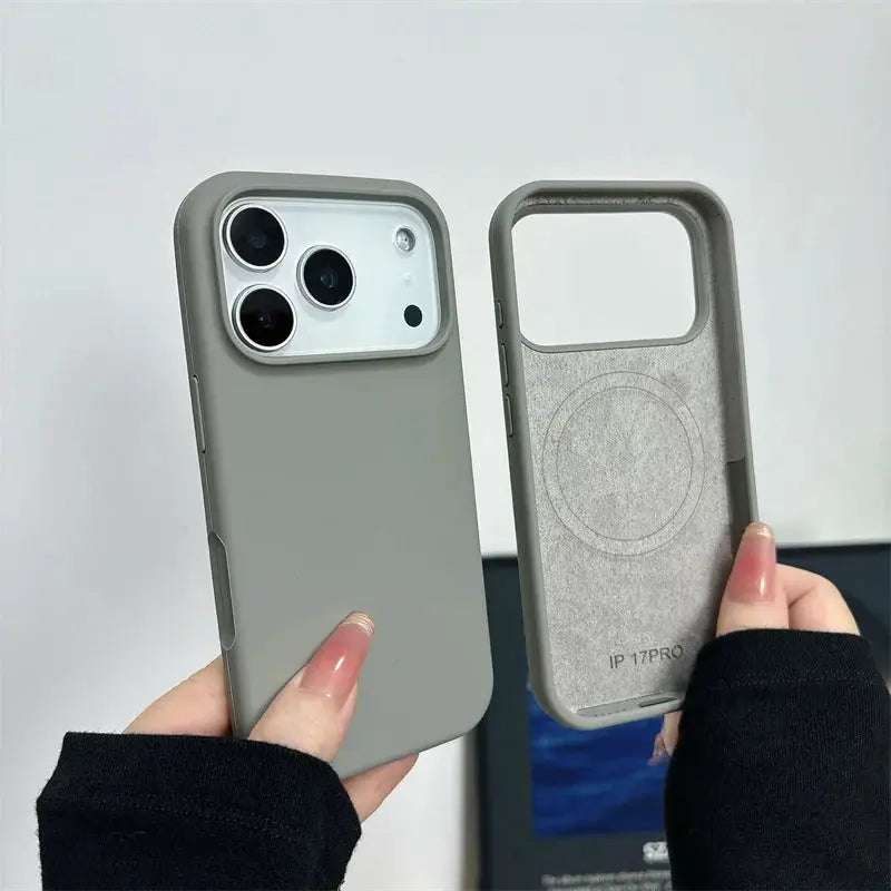 Simples Market magnetic liquid silicone 2-piece case for iPhone 17 Pro/Max in gray with MagSafe, shockproof protection