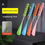 Stretchable long metal shoehorns, 70cm, multicolor five-pack with lanyards by Simples Market
