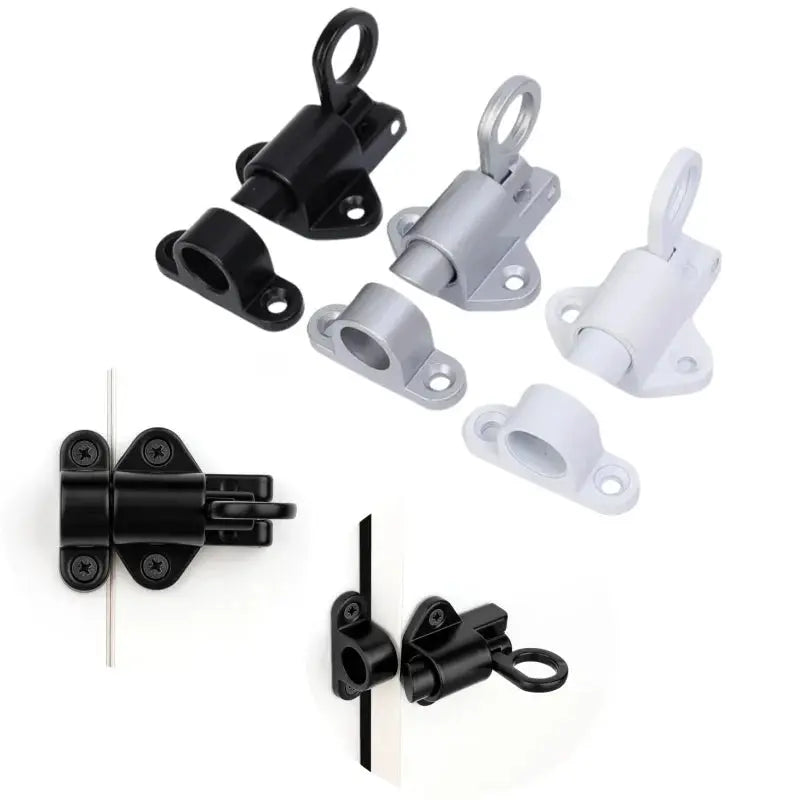 Automatic aluminum alloy spring latch set; 4-pack in black gray silver white for doors and gates Simples Market