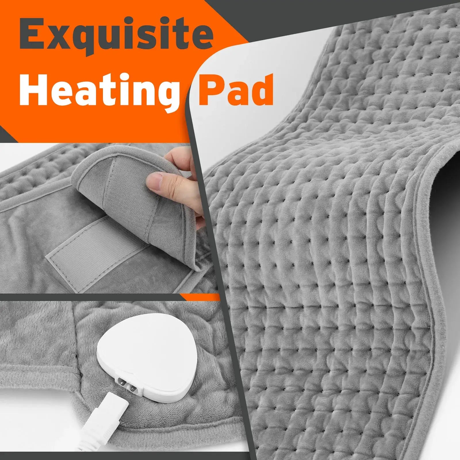 Simples Market back heating belt with adjustable temperature; gray plush lumbar support with controller