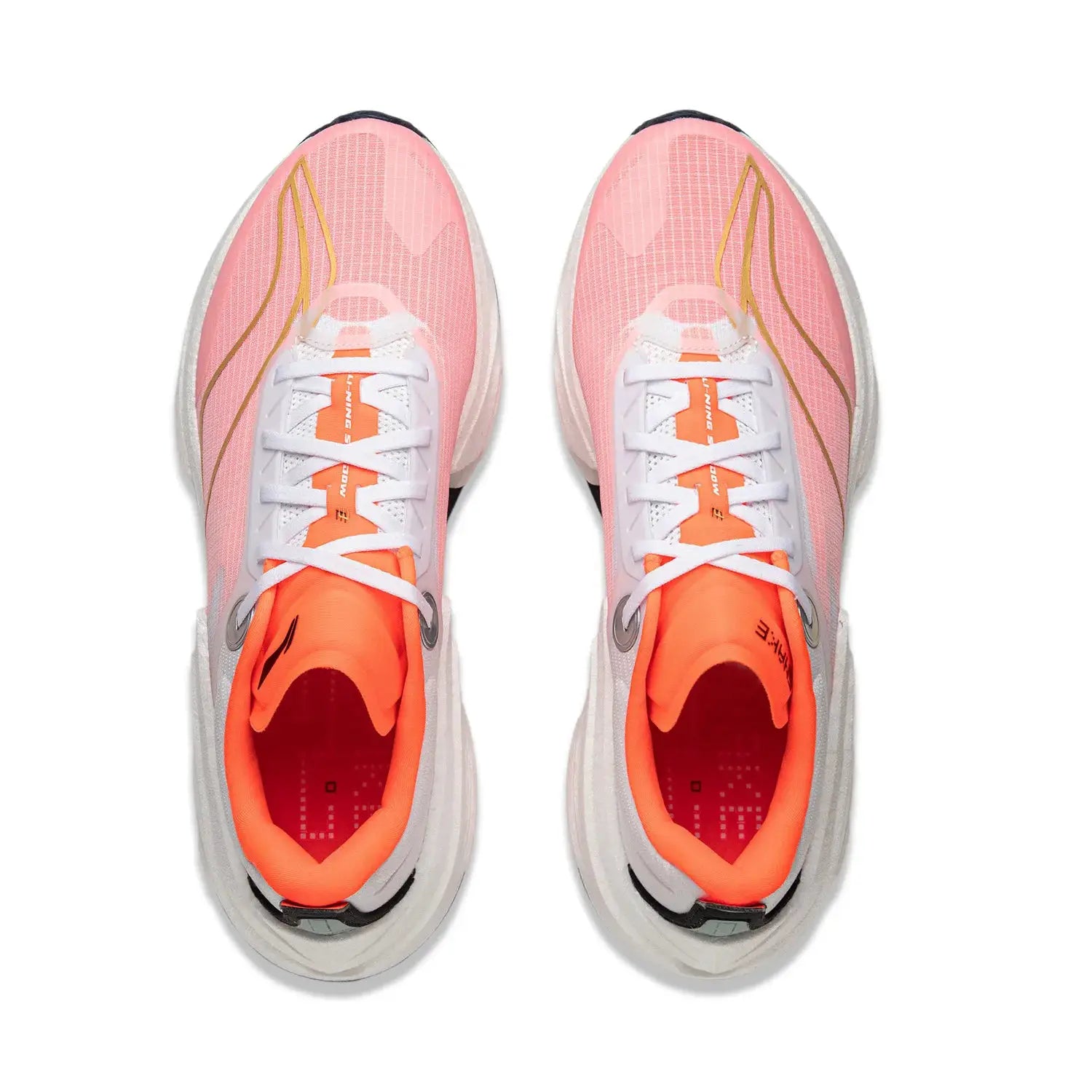 Li-Ning Shadow 3 Essential running shoes pair in pink with orange lining and white laces