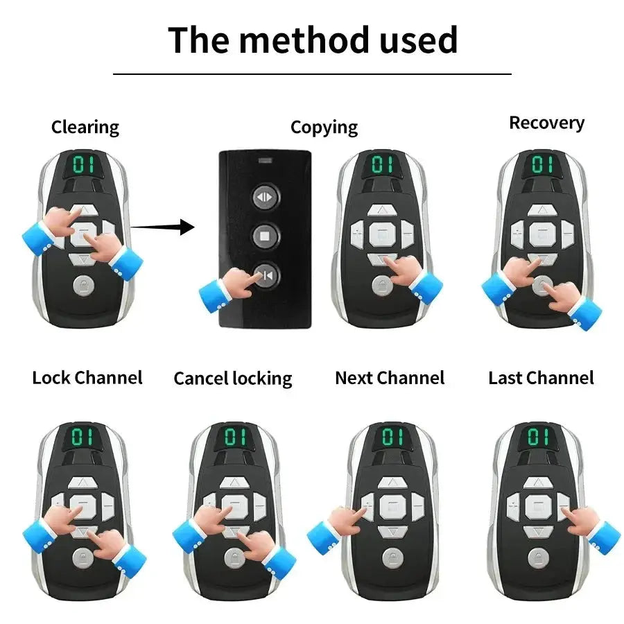 20-channel rechargeable key duplicator remote by Simples Market cloning diagram