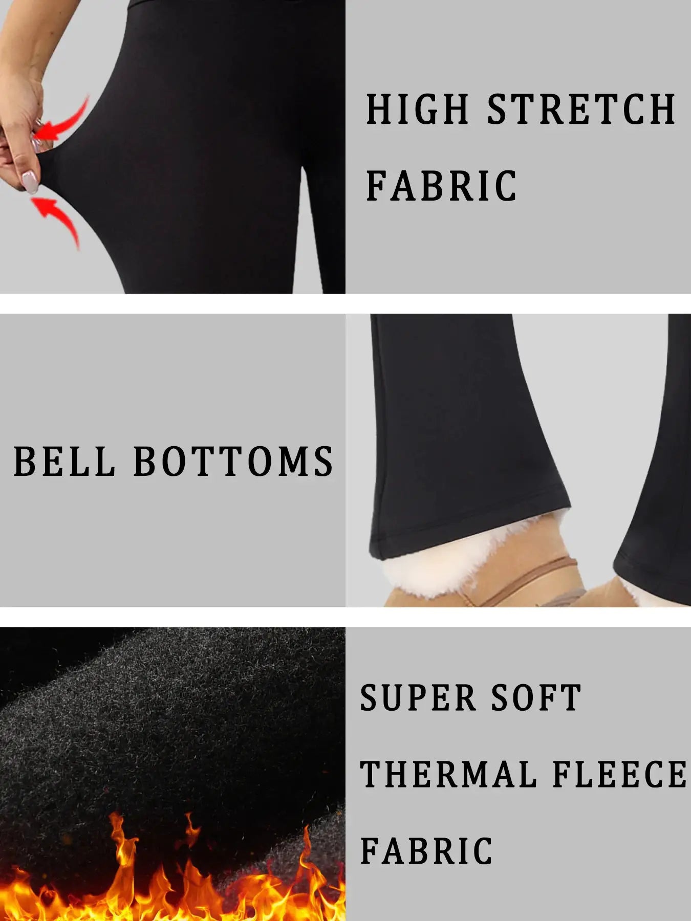 Simples Market women's high-waisted fleece flare leggings in black with soft high-stretch fabric and bellbottom bootcut