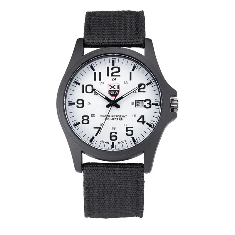 XINEW Mens Nylon Band Quartz Sports Watch With Date Display Casual Everyday Timepiece