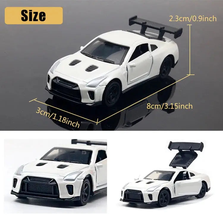 Simples Market white drift car dashboard toy model with black spoiler, mini car decor