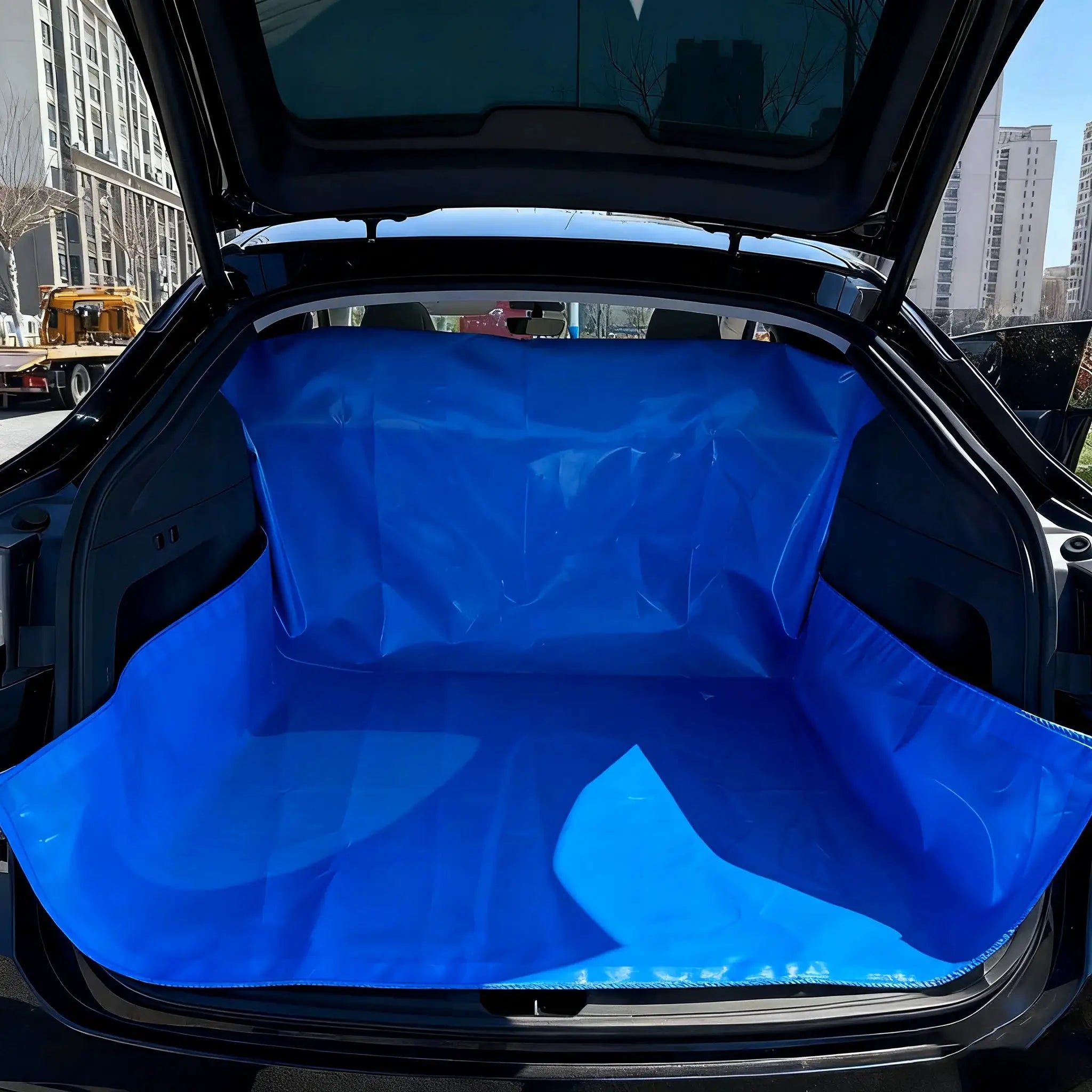 Universal car trunk mat by Simples Market, blue waterproof pet cargo liner for trunk protection