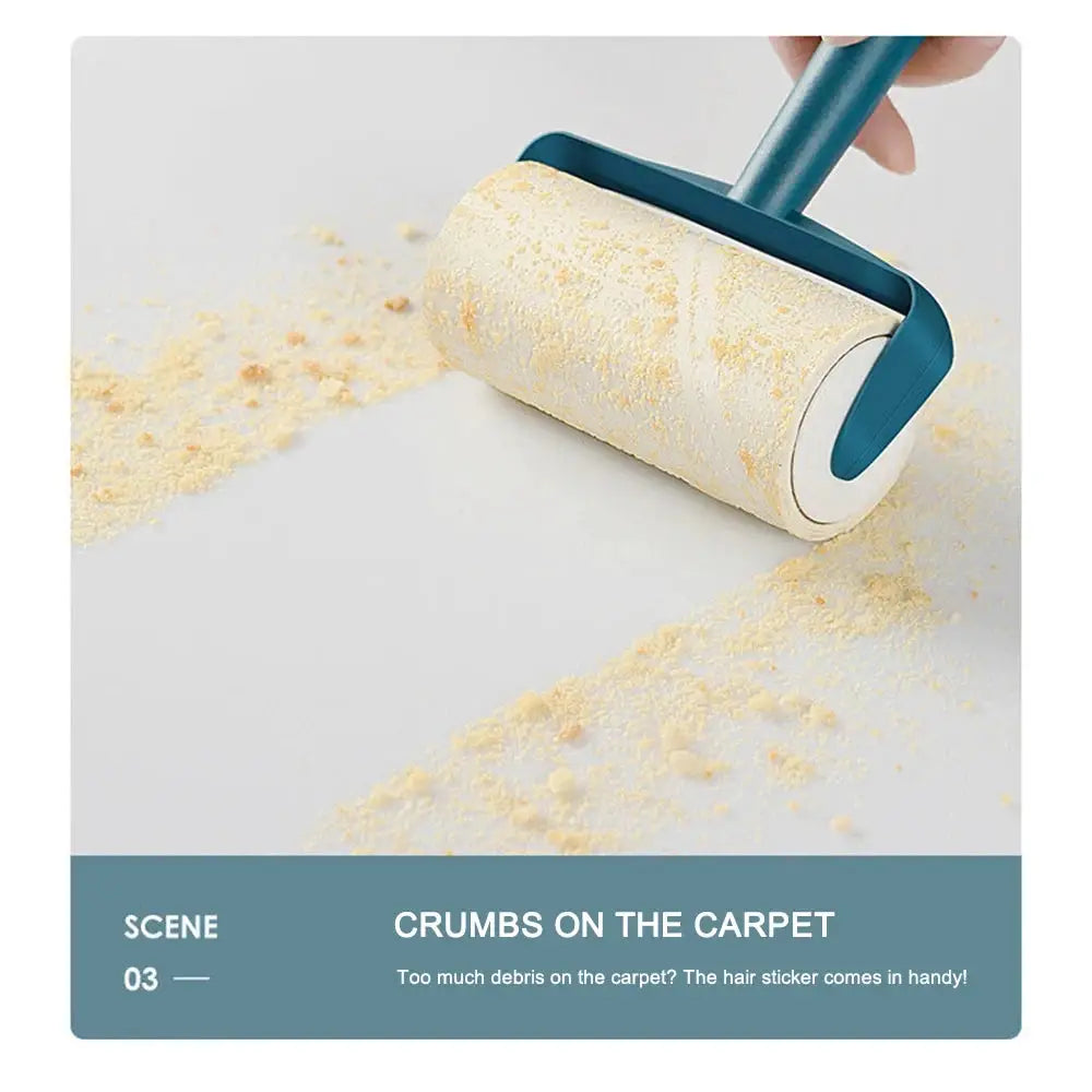 Simples Market tearable roll paper sticky roller brush with teal handle, pet hair and crumb remover