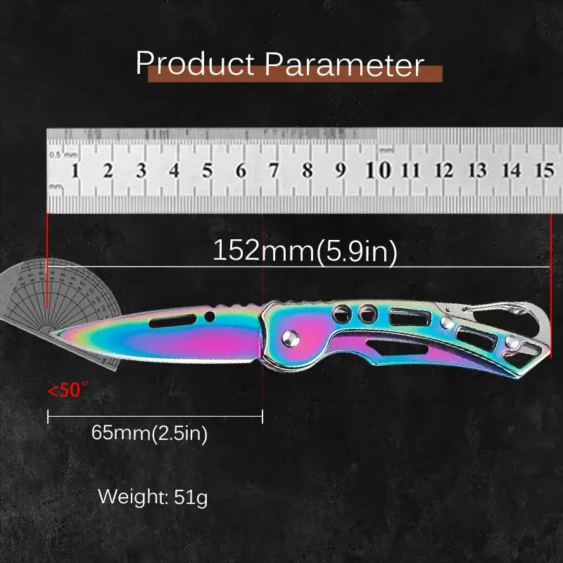 Folding Fruit Knife Stainless Steel Pocket Knife With Non Slip Handle For Kitchen And Fruit And Meat Slicing