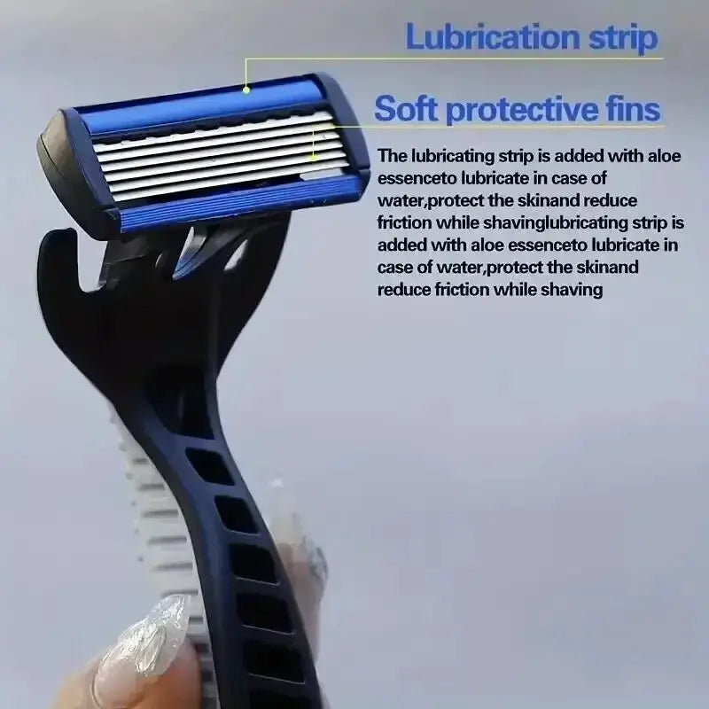 PrimeBlade Mens Safety Razor Stainless Steel Manual Razor With 6 Layer Replaceable Blades For Close Shave