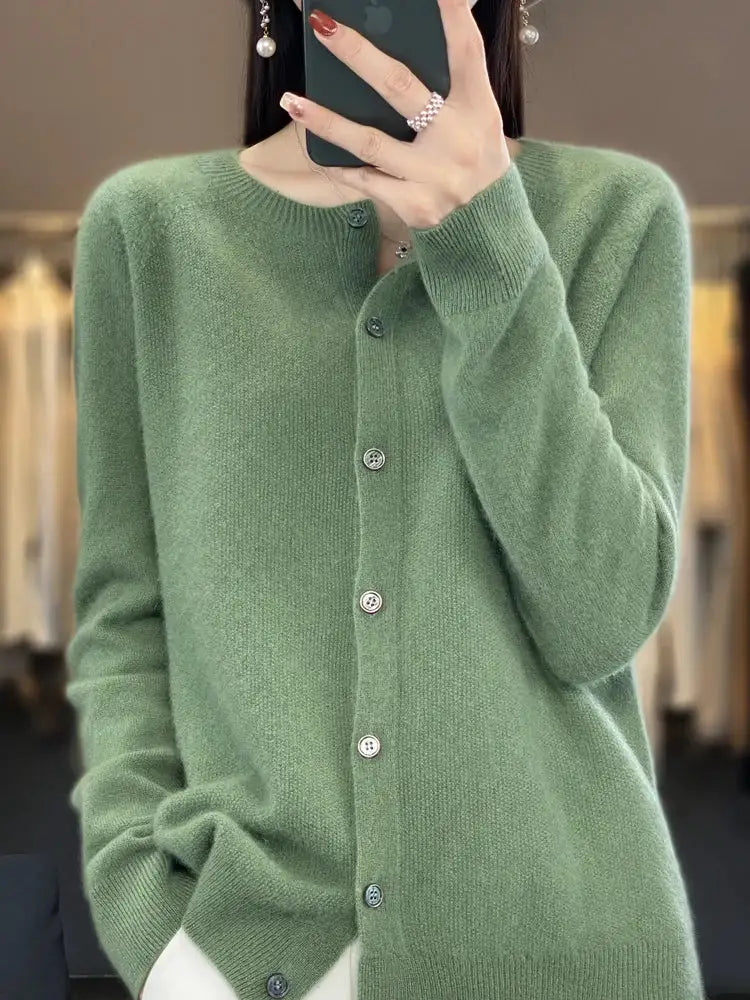 Everluxe Merino Wool Cardigan For Women With One Hundred Percent Australian Merino Softness For Autumn And Winter
