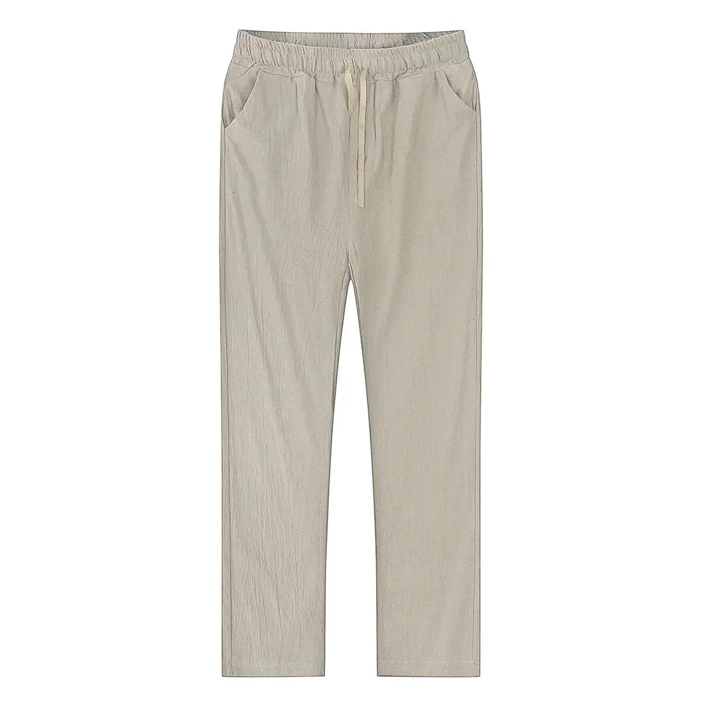 Men's Cotton Linen Pants Breathable Autumn Solid Color Linen Trousers Streetwear And Fitness Sizes Small Through 3XL