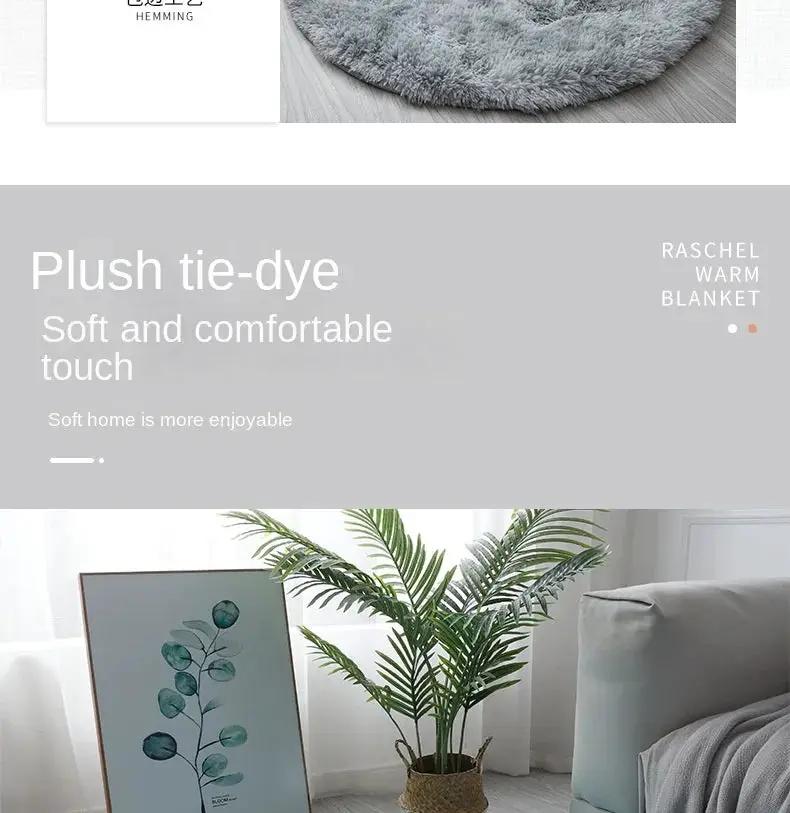 Simples Market round plush white rug with thick pile for living room and bedroom decor