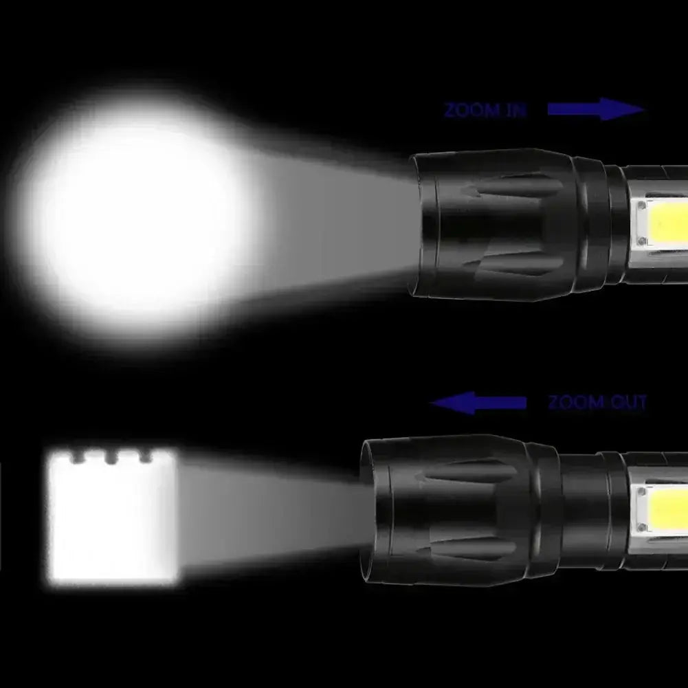 Rechargeable LED flashlight Simples Market, black waterproof outdoor long-range tactical lamp, 100000LM