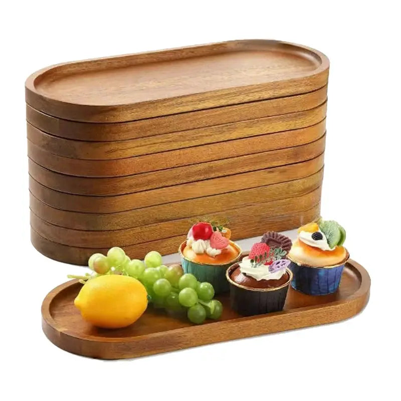 Solid Wood Serving Tray Round Rectangle Japanese Style Tableware For Desserts Snacks Fruits Tea Bread Board