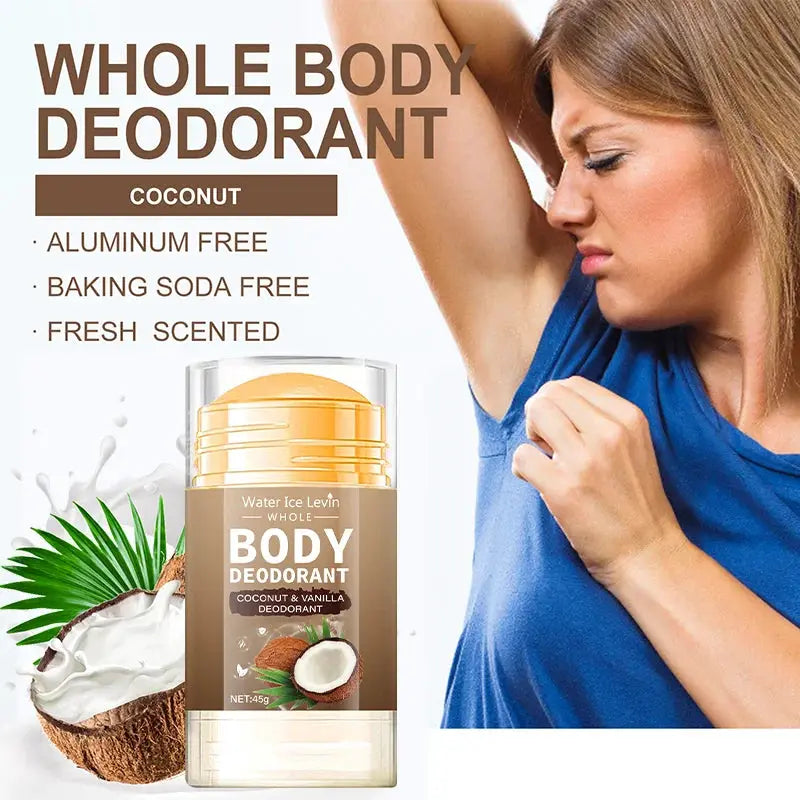 Simples Market Coconut Body Deodorant Stick, aluminum-free and baking soda-free, for whole-body use.