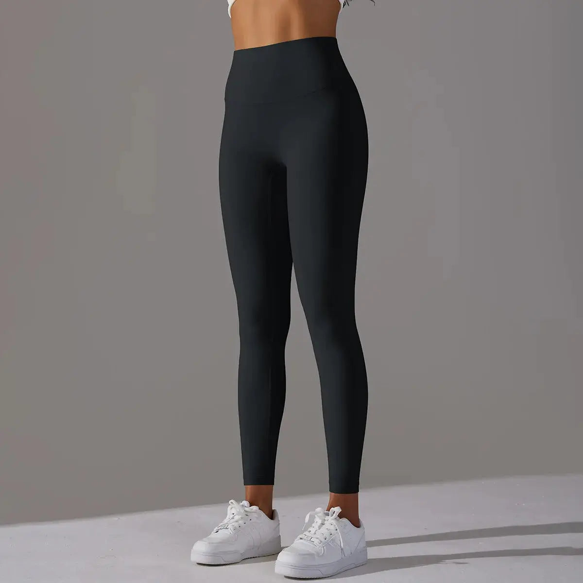 High-waist naked-feeling leggings for women by Simples Market, black, full-length gym/yoga pants