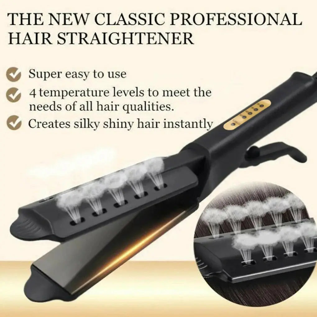 Hair straightener Simples Market black ceramic tourmaline ionic flat iron with 4 temperature settings, wide panel
