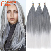 Simples Market 28in Ariel straight pony hair crochet braids extensions, 3-pack, silver grey ombre, synthetic