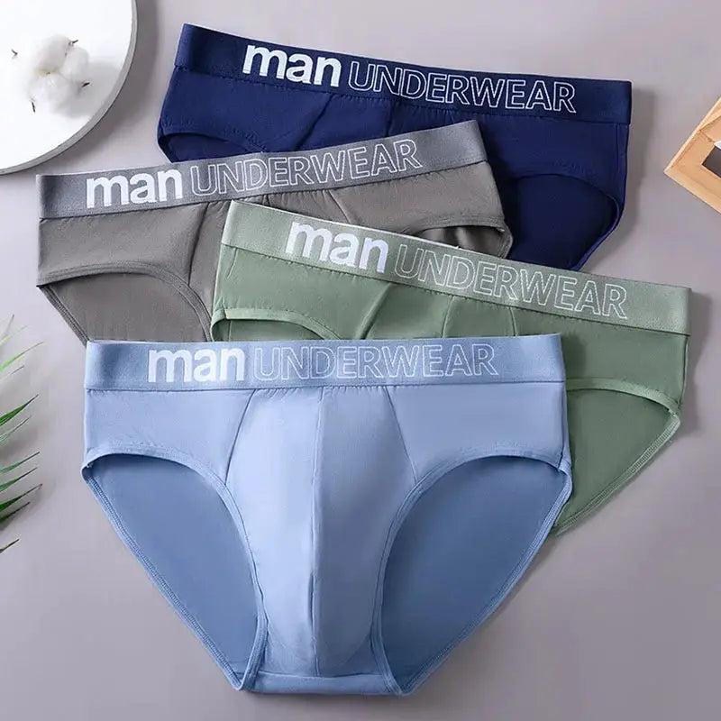 Men's underwear briefs, 5-color pack (navy, gray, sage, mint, light blue) with wide elastic waistband