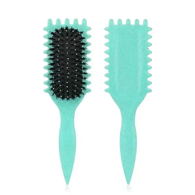 Simples Market turquoise curly hair styling brush and tangle-free shaping comb 2-piece set for curls