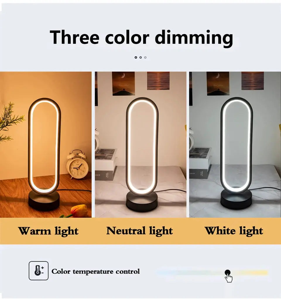 Bedroom Ring Night Lamp by Simples Market; three-color dimmable LED ambient light with warm, neutral and white modes