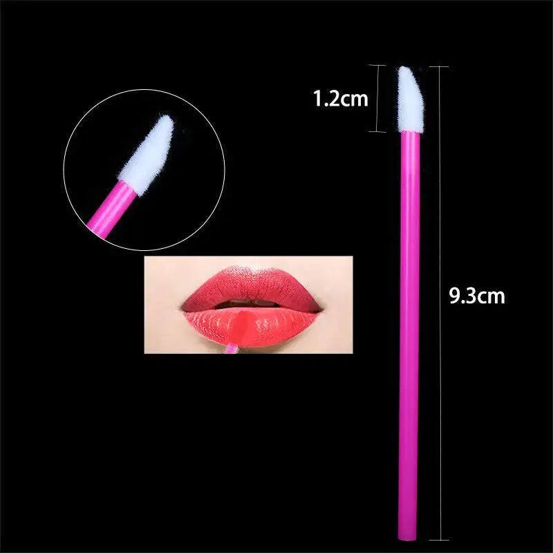 CosmoGlo Disposable Lip Brush Kit 50 Pcs Hygienic Nylon Wands for Precise Lipstick and Lip Gloss Application