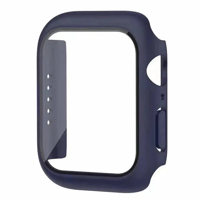 Glass+Cover Apple Watch case by Simples Market in navy blue with clear screen protector for 40–44mm models